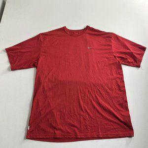 Nike Men's Short Sleeve Shirt Red Swoosh Embroidered Logo Active Run Size XL Gym
